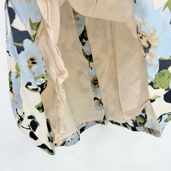 J.O.A. Tan Black Blue Floral Ruffle Off Shoulder Button Up Mini Dress - Picture 14 of 16